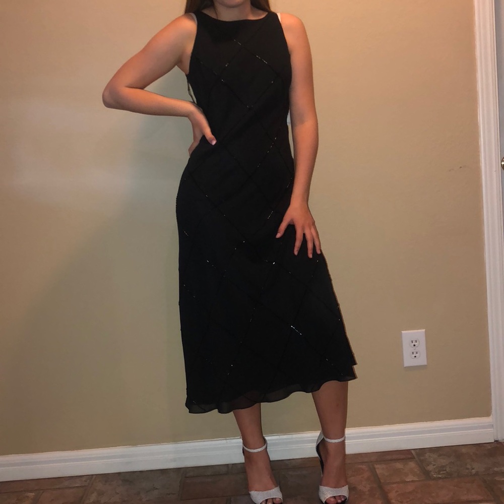 Black shiny dress